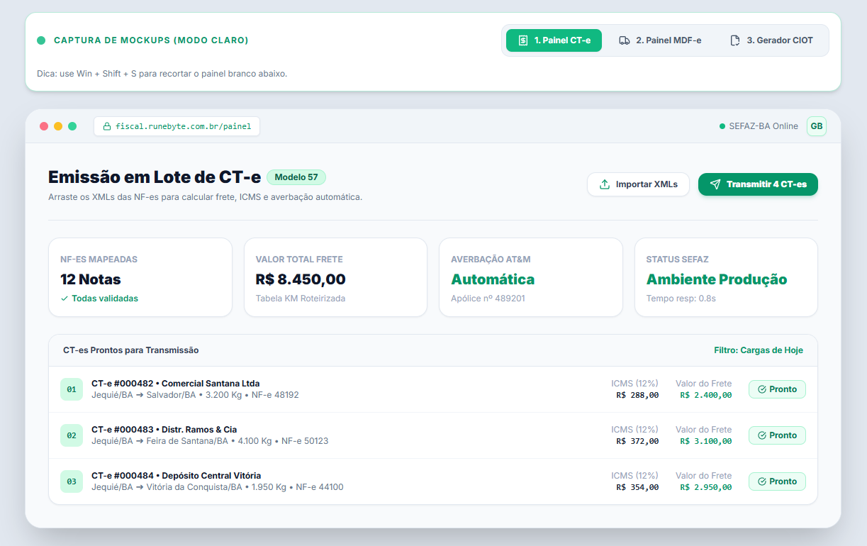 Painel Emissor CT-e Modo Claro
